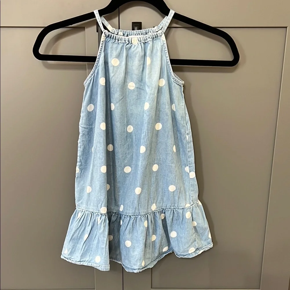 Old Navy Light Blue Chambray Polka Dot Kids Dress